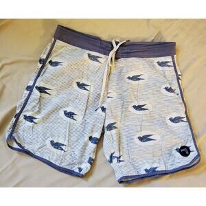 Brixton Board Shorts Men Sz 36 Bird Print Board Shorts Swim Trunks Beach